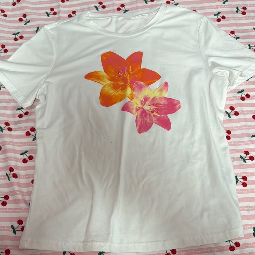 Floral Graphic White T-Shirt